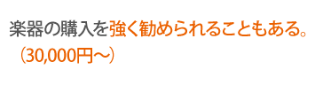 楽器の購入を強く勧められることもある