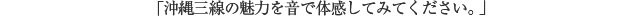 「沖縄三線の魅力を音で体感してみてください。」