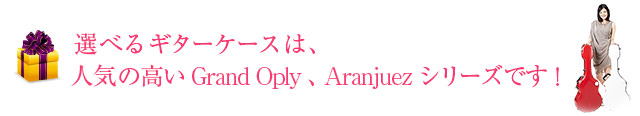 選べるギターケースは、人気の高いGrand Oply、Aranjuezシリーズです！