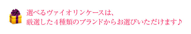 選べるヴァイオリンケースは、厳選した4種類のブランドからお選びいただけます♪